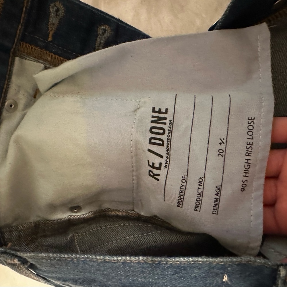 REDONE 90s high rise loose jeans size 25 worn once ripped knees RE/DONE - Picture 3 of 5
